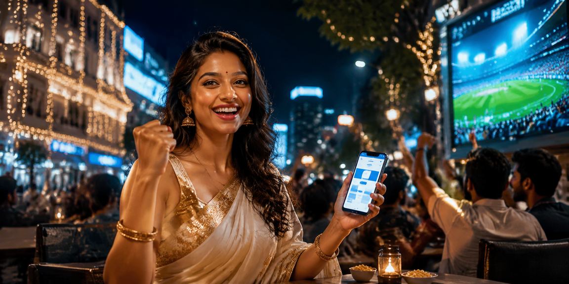 Indian cricket fan viewing cricket betting on mobile device