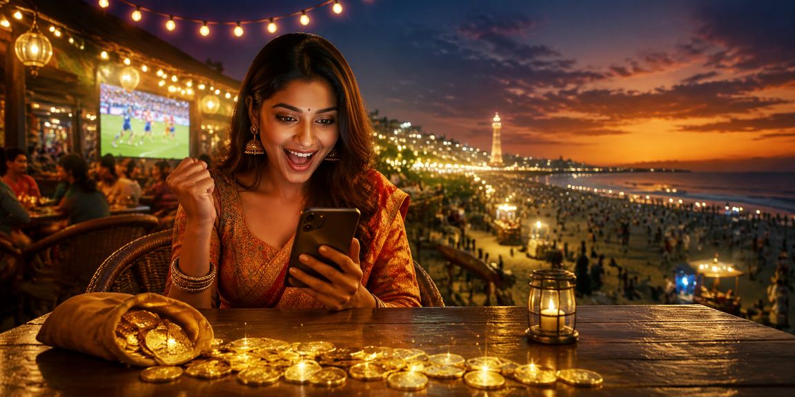 Relaxed Indian man smiling with mobile device